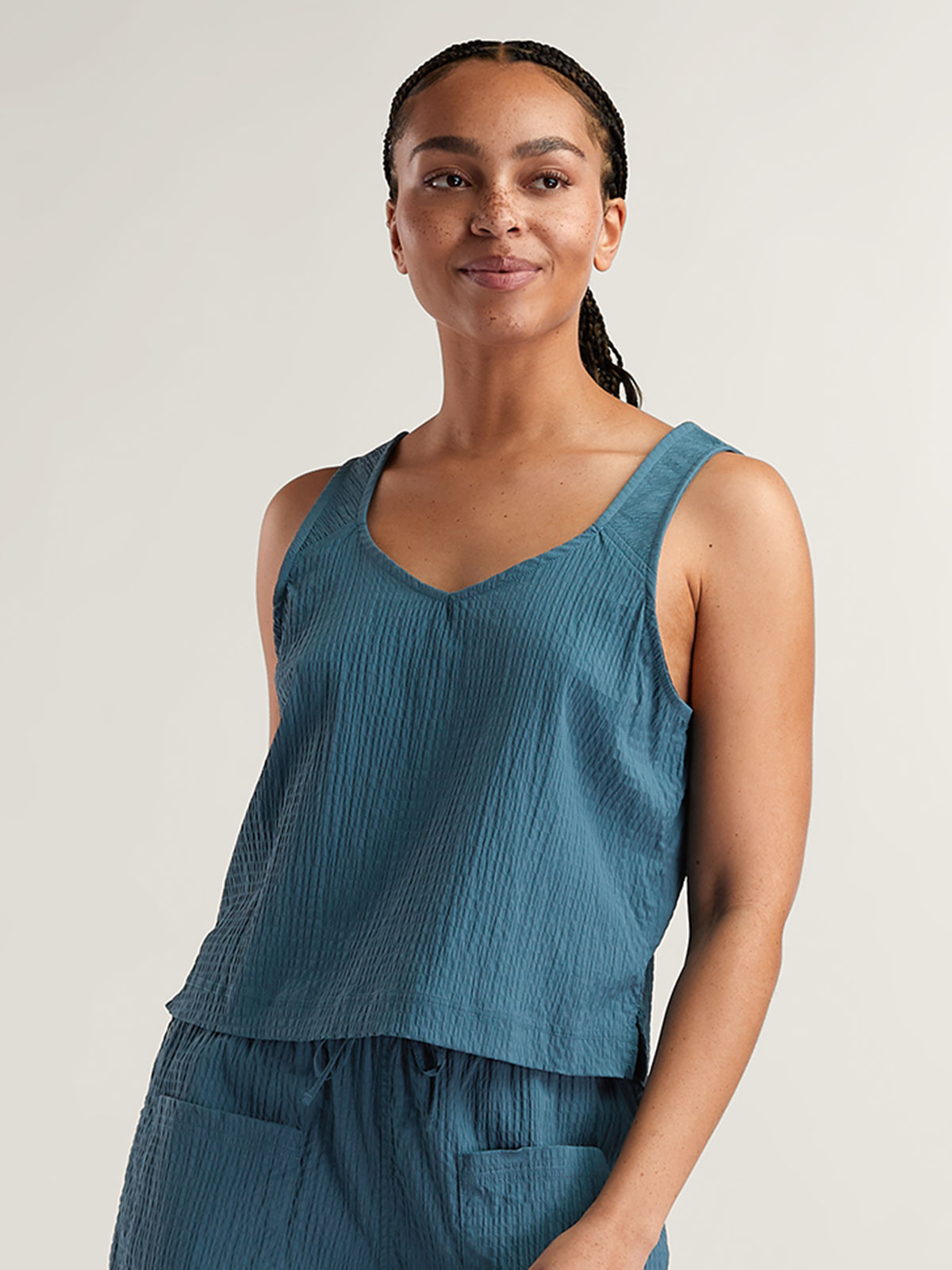Lightweight Crinkle Gauze Tank Top: Meridian