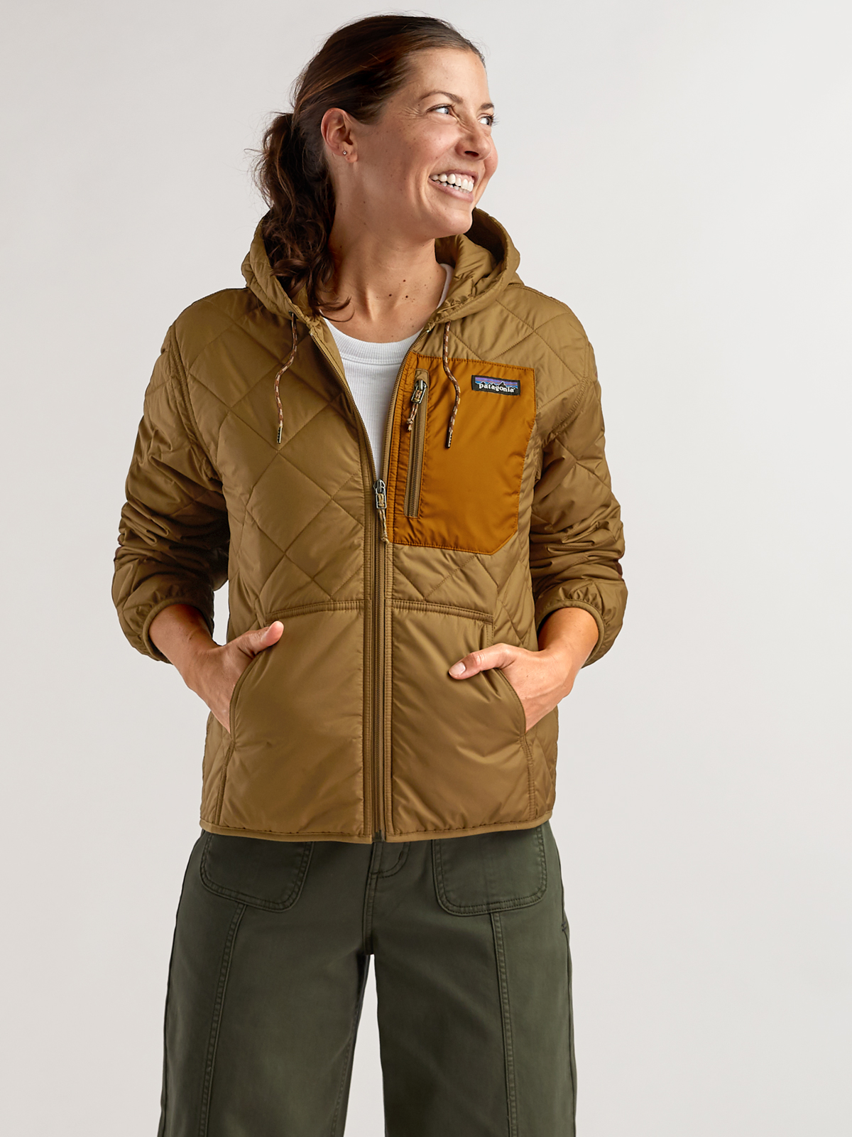 Patagonia Diamond Quilted Bomber Hoodie Jacket | Title Nine