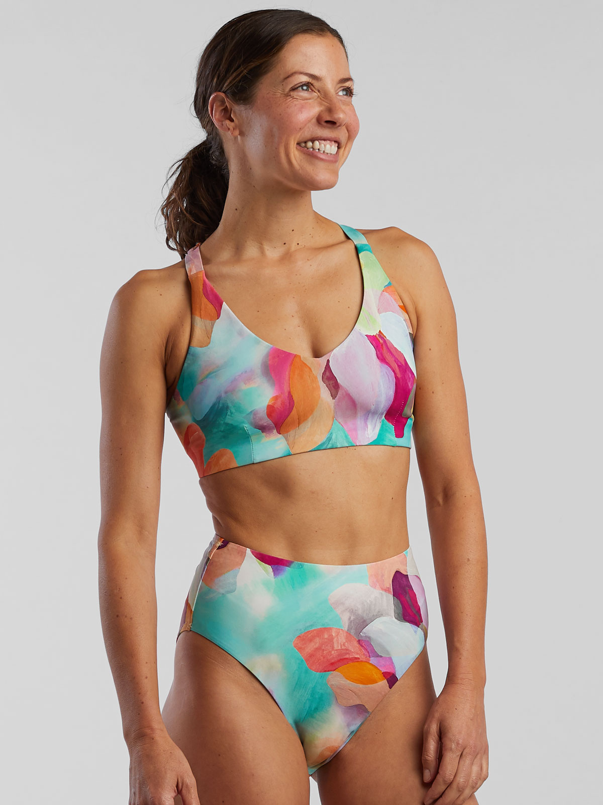 Racerback Bikini Top: Streamline - Plumeria