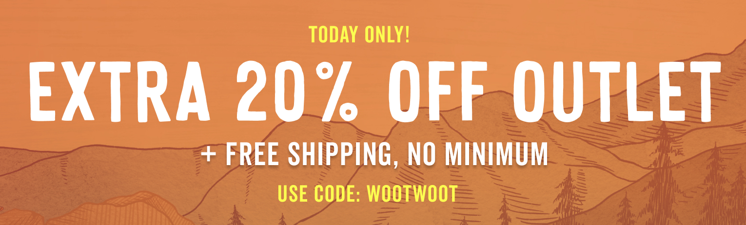 today only extra 20 percent off all outlet items plus free shipping with code wootwoot
