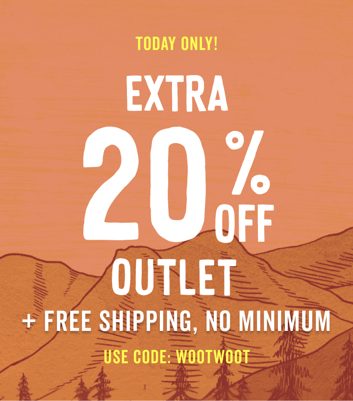 today only extra 20 percent off all outlet items plus free shipping with code wootwoot