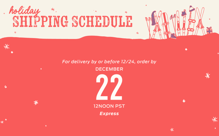 title nine holiday shipping schedule: to receive your package by or before december 24, order with express shipping by december 22 at noon PST
