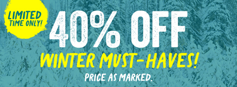 shop the flash sale and get 40 percent off winter must haves. price as marked