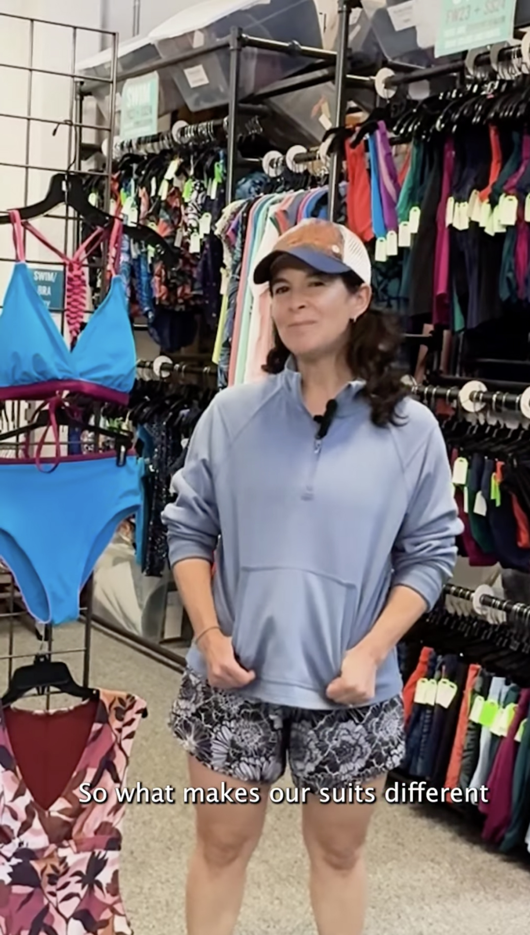 Still image from 'What makes our suits different' video: Behind the scenes with Title Nine's design team